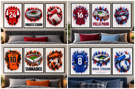Personalised Football Prints | Set of 3 – 3 for 2 | Any Team