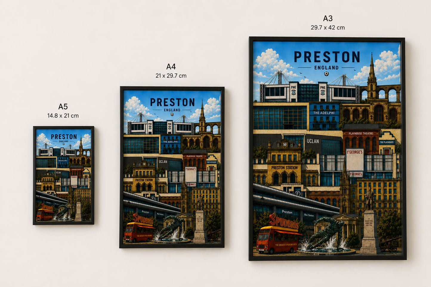 Preston, Lancashire Landmarks Print