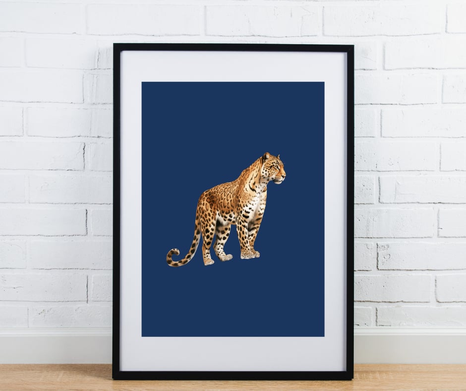 Navy leopard trendy preppy wall art