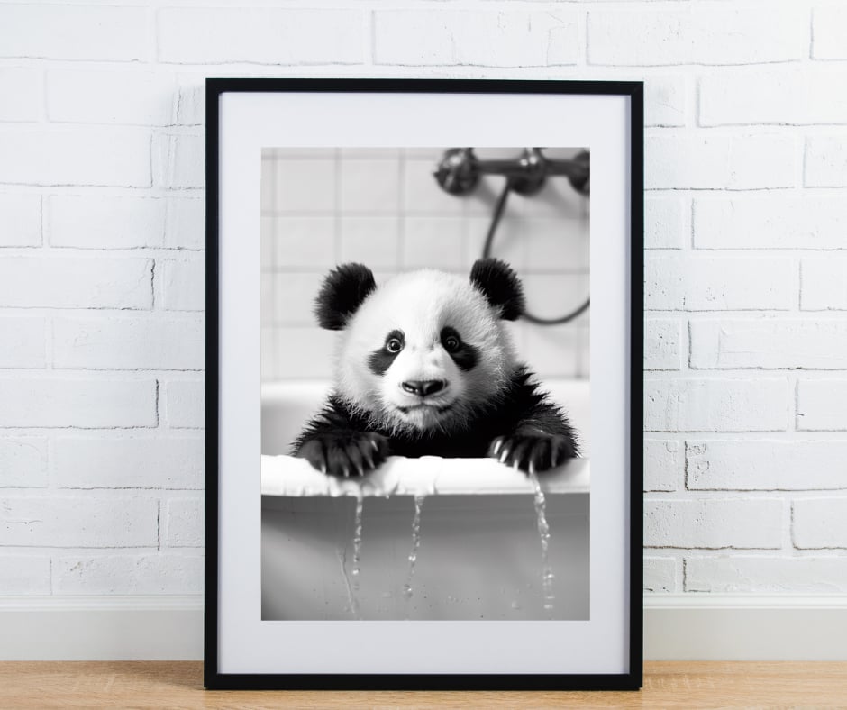 Animal bathroom print - Panda in the bath tub