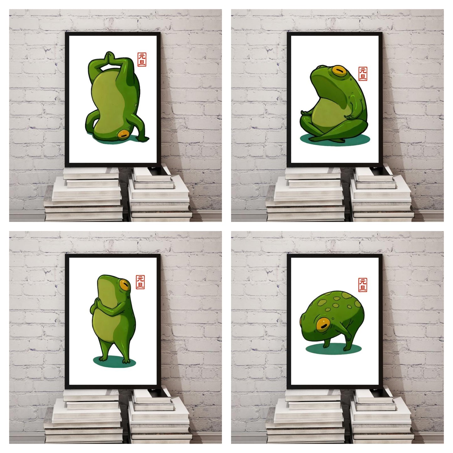 Set of 4 Japanese frog prints set B