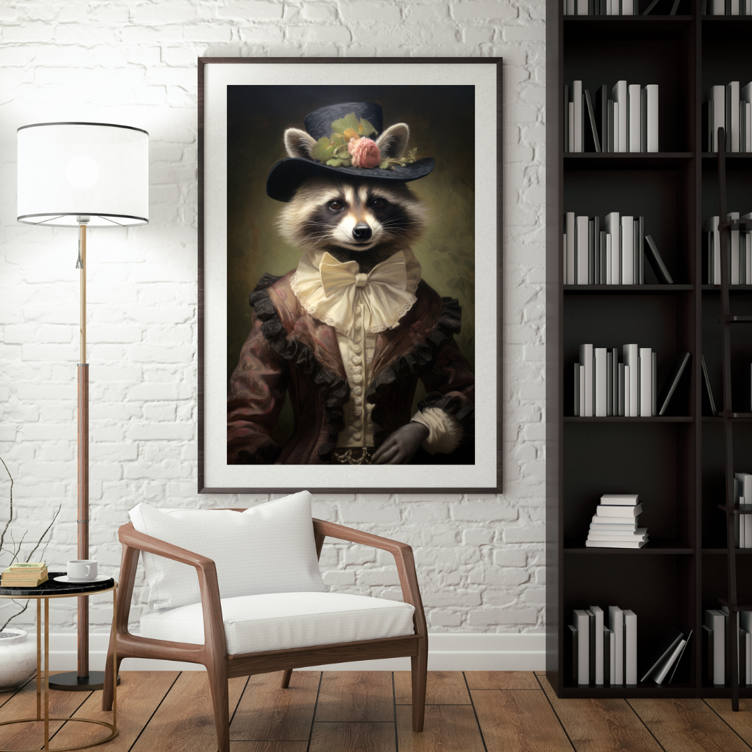 Vintage Animal Print - Lady Raccoon