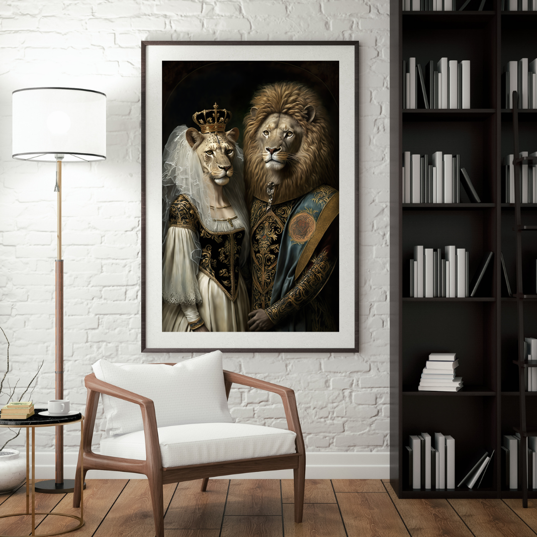 Vintage Animal Print - Lion Couple