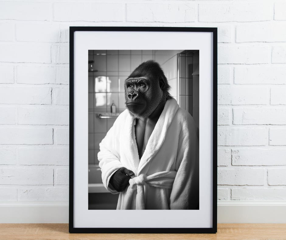 Animal bathroom print - Gorilla in bathrobe