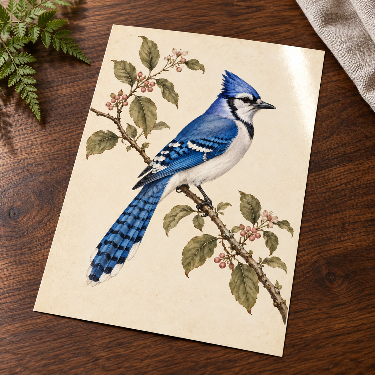 Blue Belle – Vintage Blue Jay Bird Print