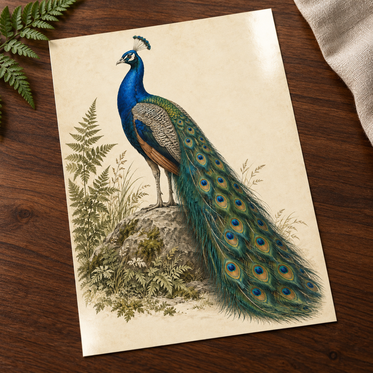Peacock After Dark – Vintage Bird Print