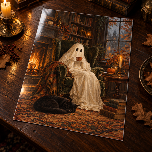 A Quiet Haunting unframed glossy photo print on a table
