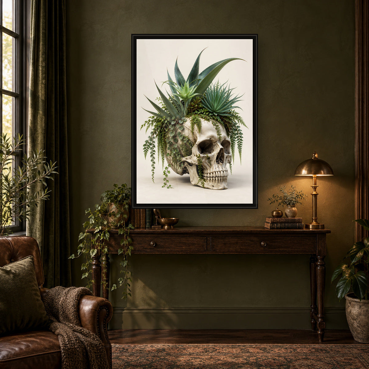 Agave Crown Skull Print – lifestyle room mockup