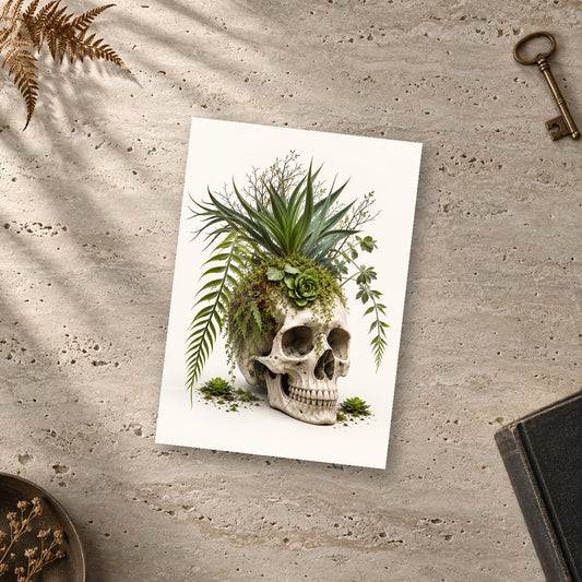 Desert Fern Skull Print โ unframed glossy print on a surface