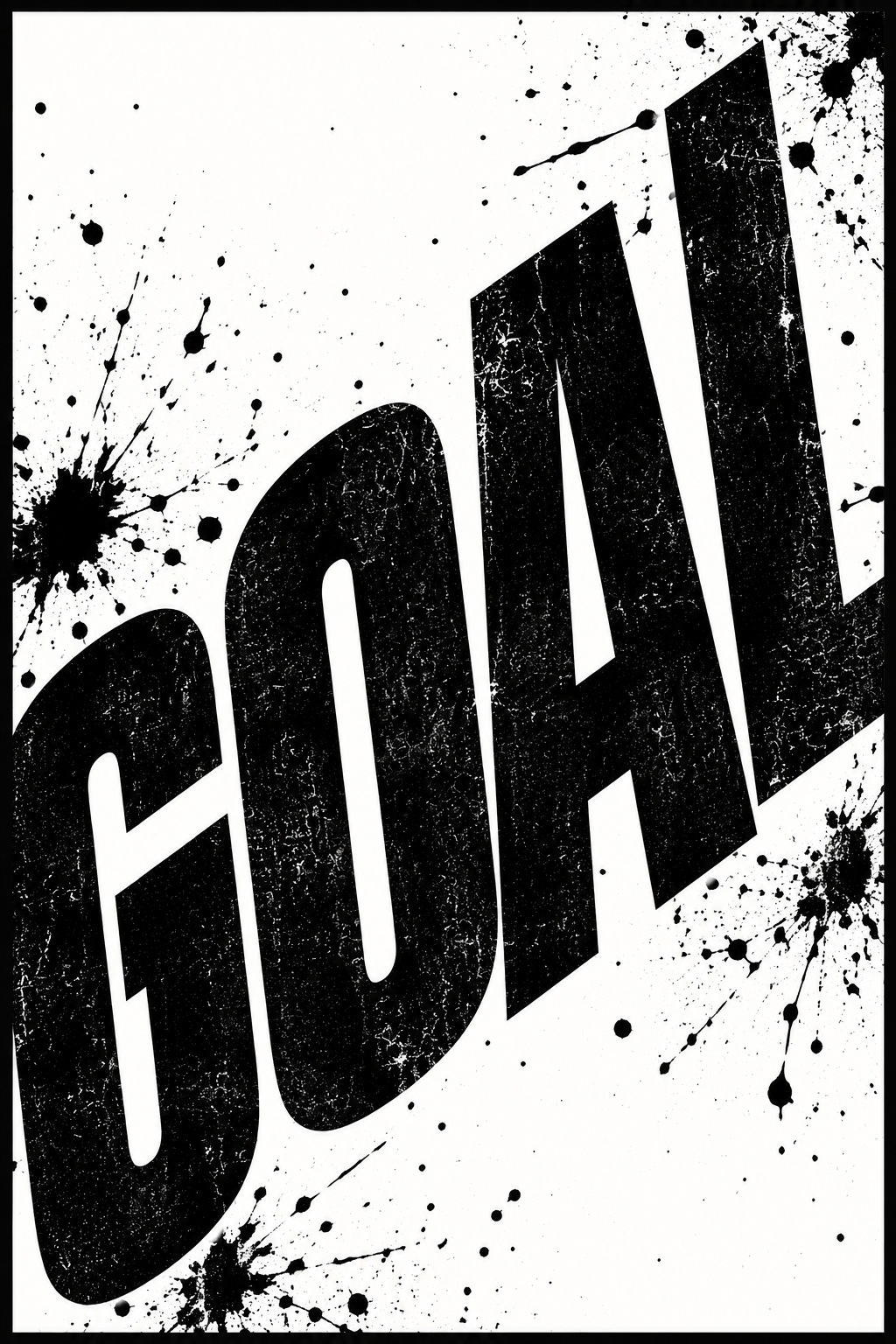 GOAL black and white football wall art print