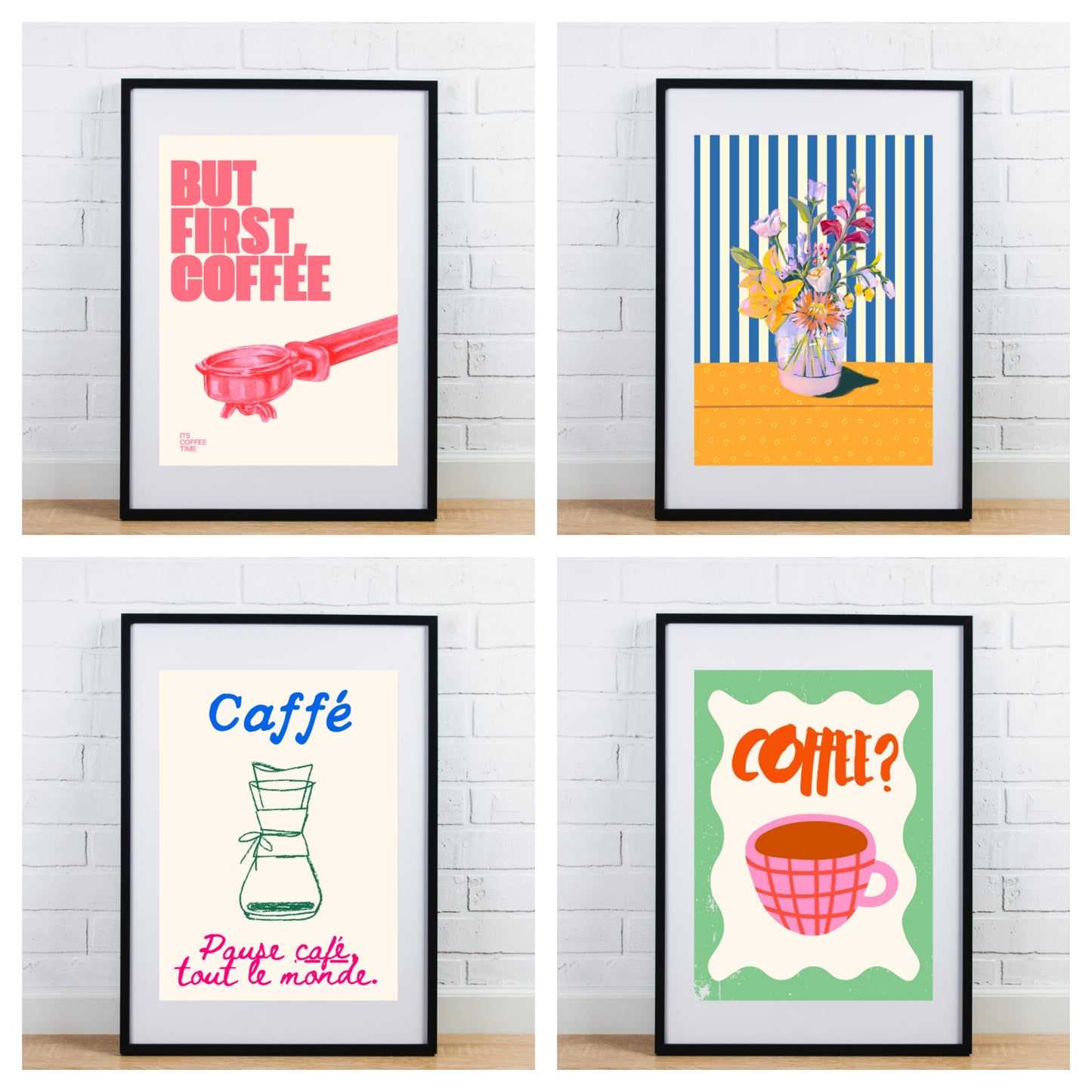 Set of 4 glossy Kitchen prints Coffee lover 2