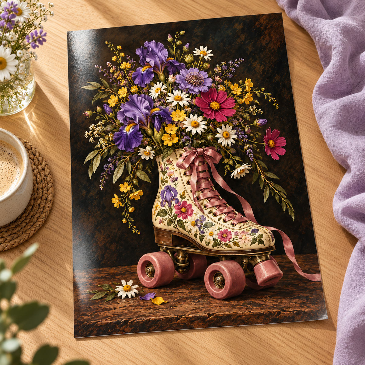Roll With It floral art print โ unframed glossy print