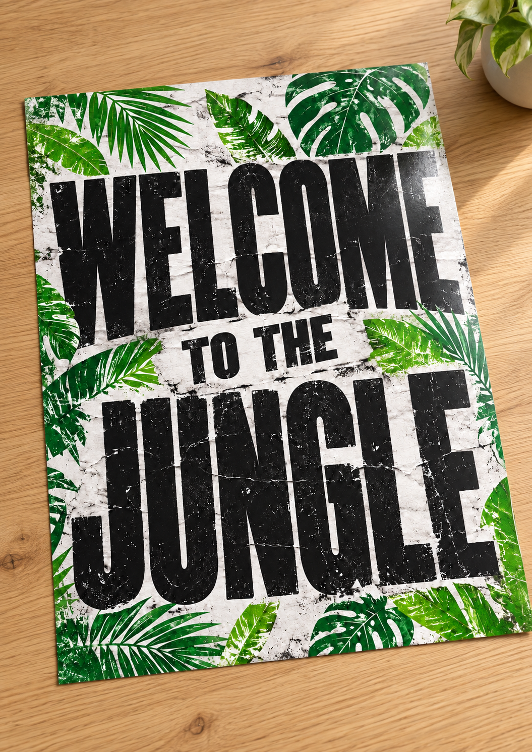Welcome to the Jungle - Green Botanical Quote Print unframed glossy card print