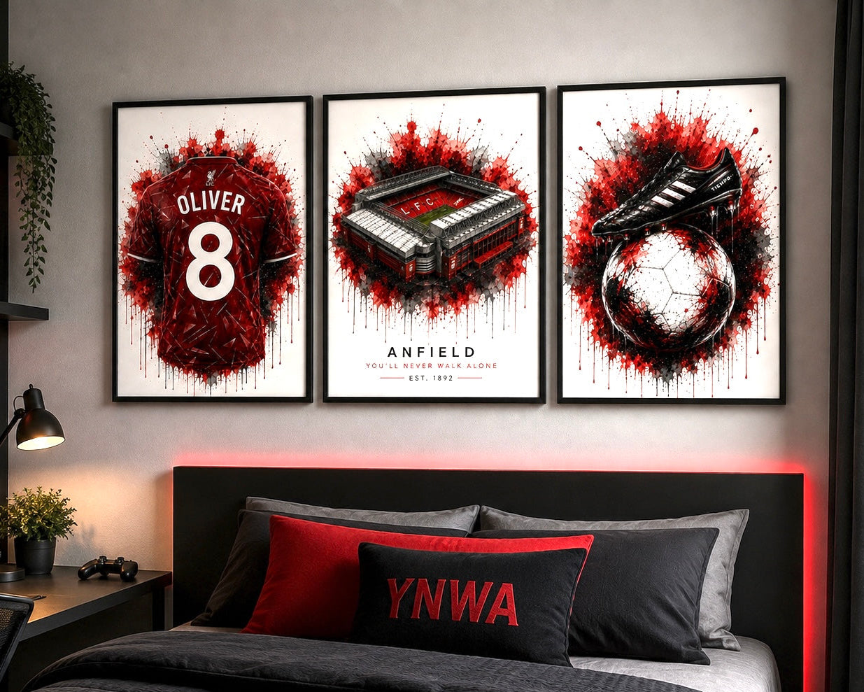 Personalised Football Print Set of 3 | Any Team | A4 & A3