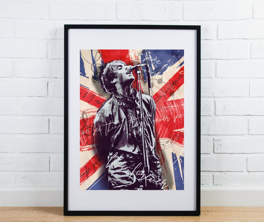 Oasis print - Live forever Liam Union Jack