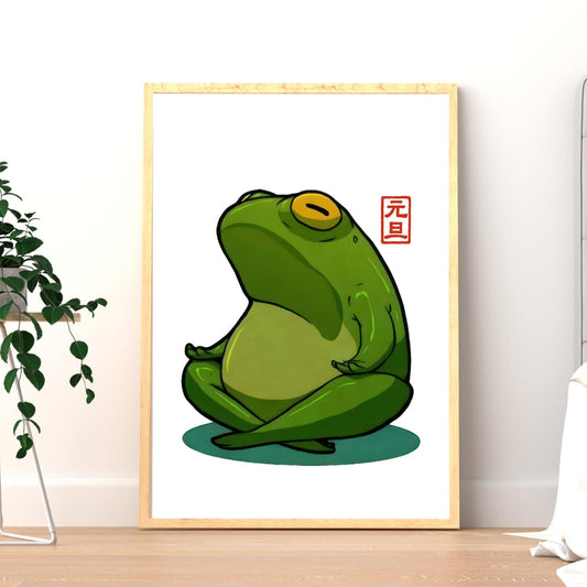 Japanese Frog print - meditating