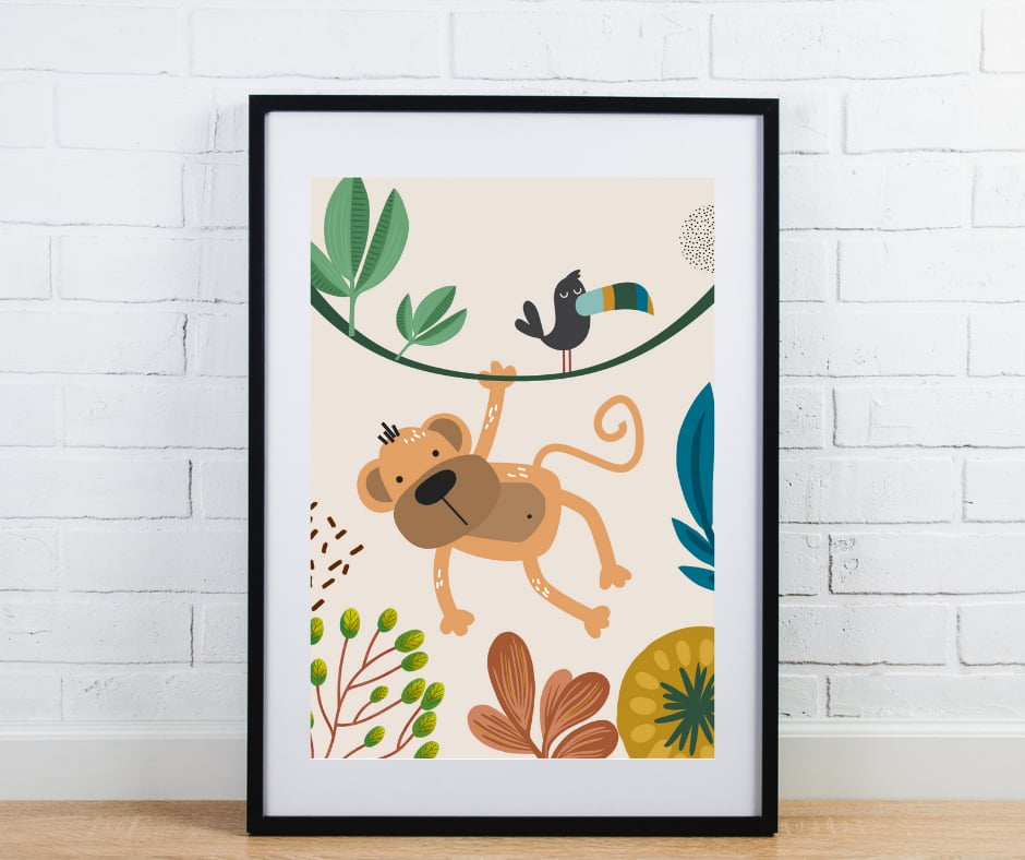 Safari animal nursery print - Monkey