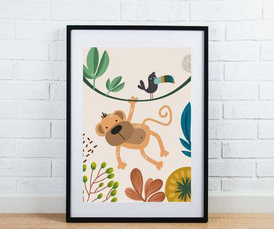 Safari animal nursery print - Monkey