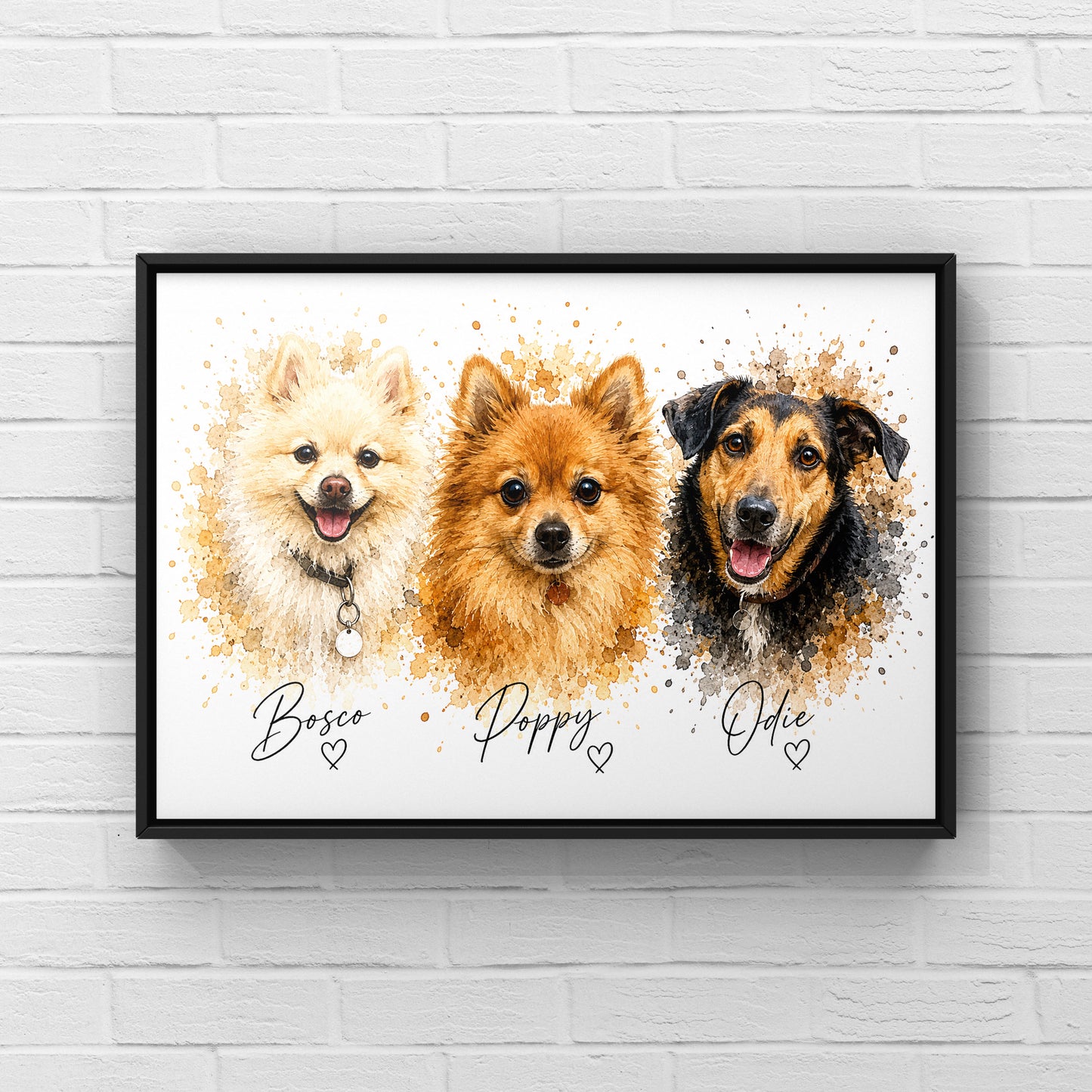 Custom Pet Portrait | Personalised Watercolour Pet Print | 1-3 pets