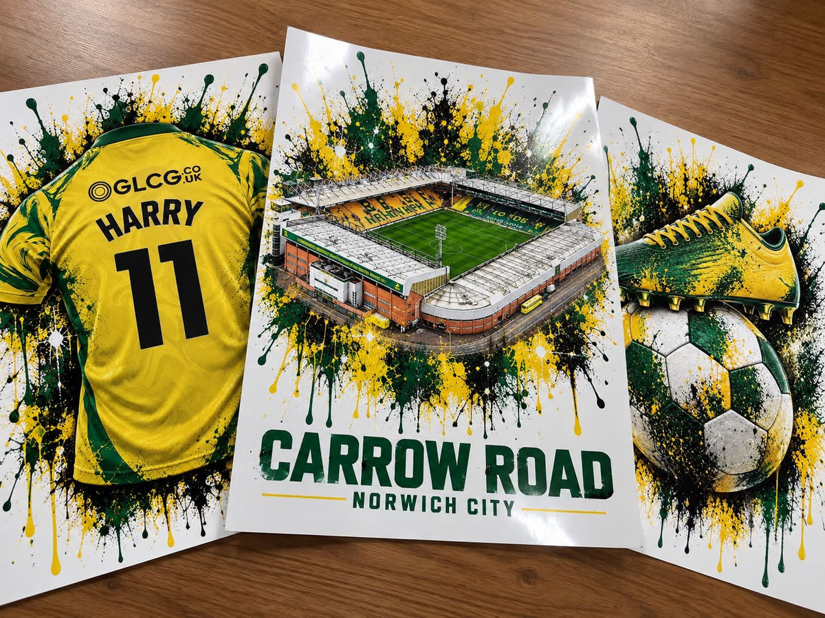 Personalised Football Prints | Set of 3 - Get 1 FREE | Any Team