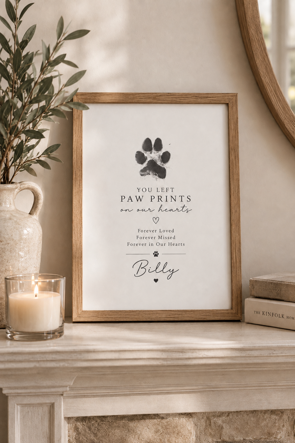 Personalised Pet Memorial Print | Custom Paw Print Keepsake