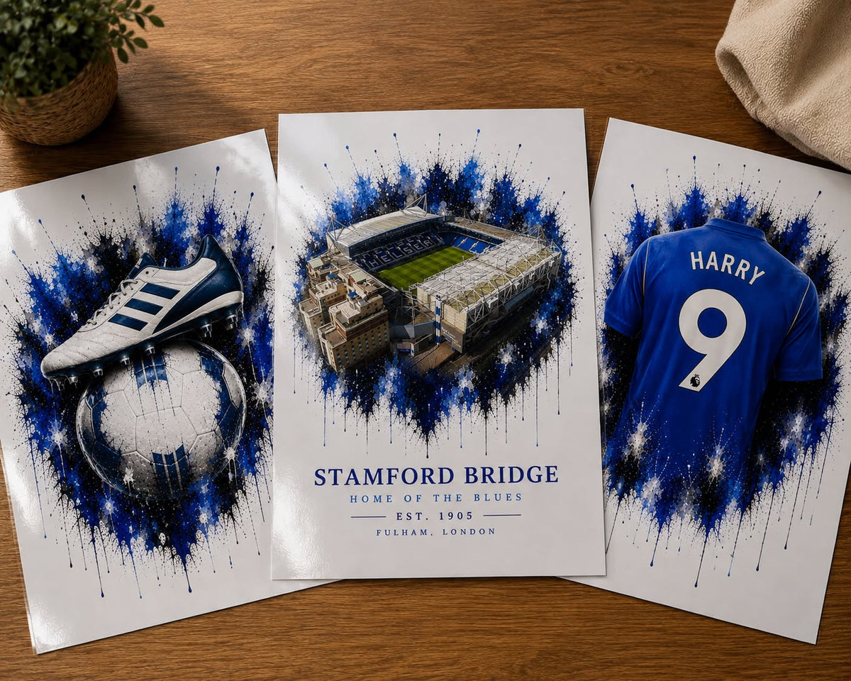Personalised Football Prints | Set of 3 - Get 1 FREE | Any Team