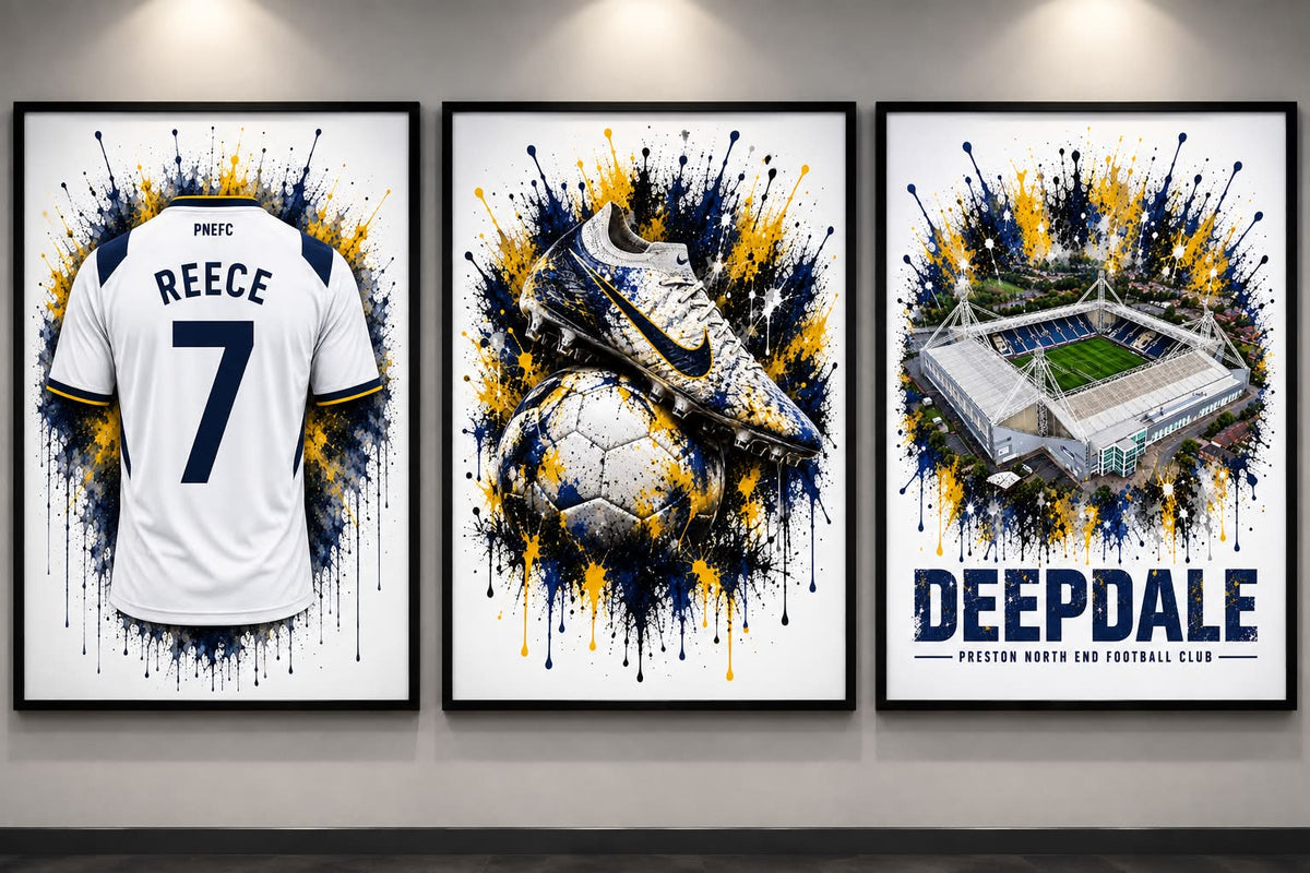 Personalised Football Prints | Set of 3 - Get 1 FREE | Any Team