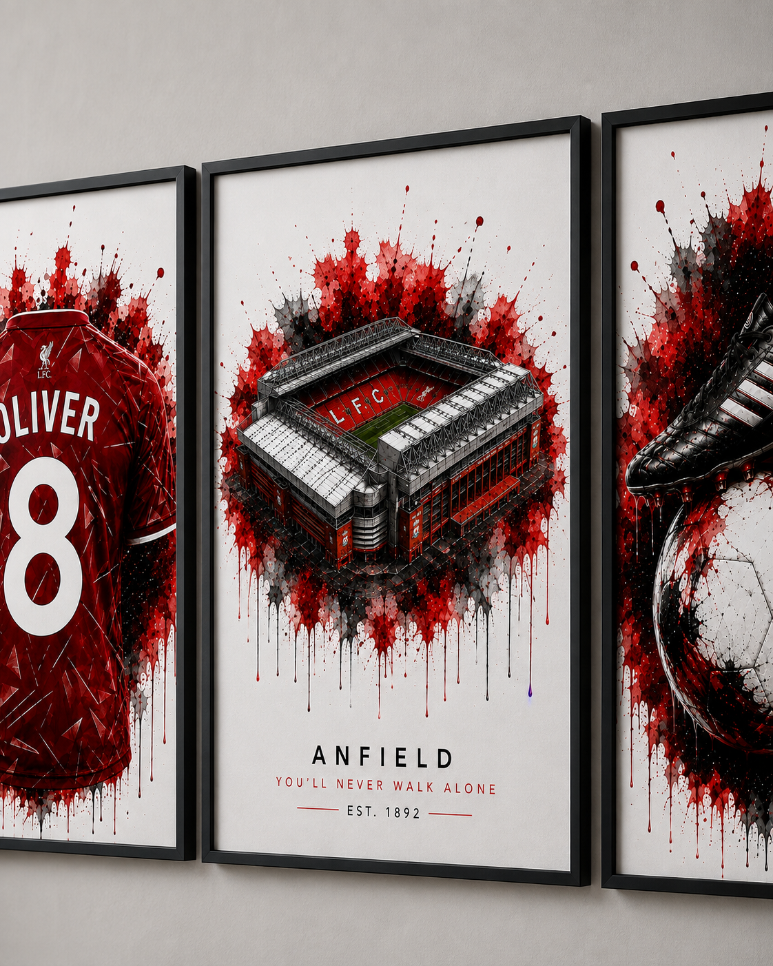 Personalised Football Print Set of 3 | Any Team | A4 & A3