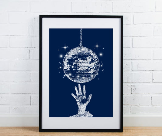 Navy Disco ball print