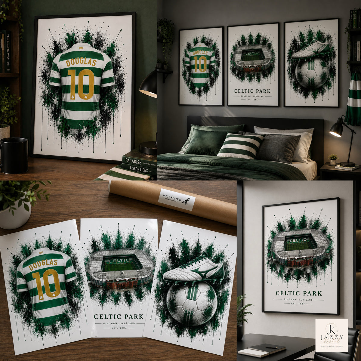 Personalised Football Prints | Set of 3 - Get 1 FREE | Any Team