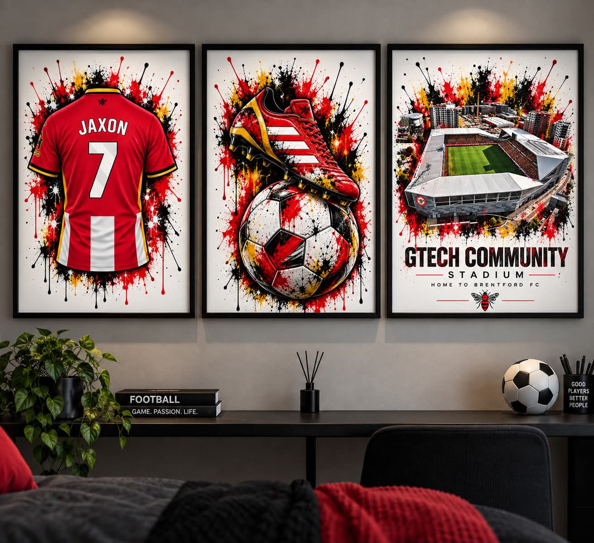 Personalised Football Prints | Set of 3 - Get 1 FREE | Any Team