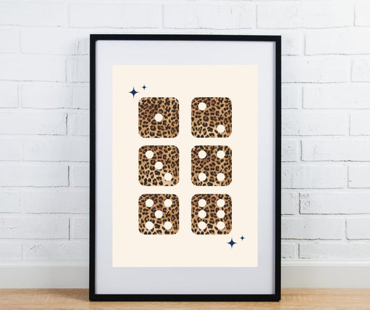 Leopard print Dice trendy preppy wall art