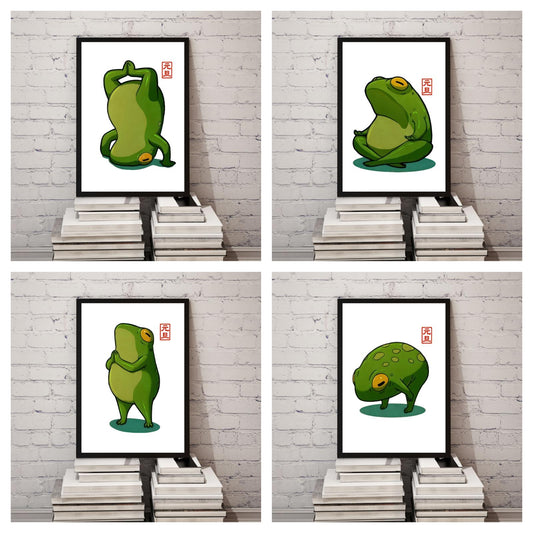 Set of 4 Japanese frog prints set B