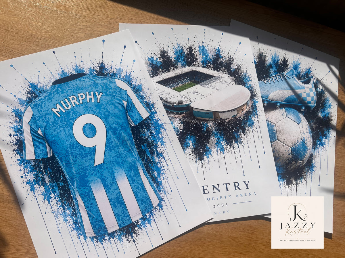 Personalised Football Prints | Set of 3 - Get 1 FREE | Any Team