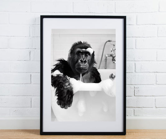Animal bathroom print - Gorilla in the bath tub
