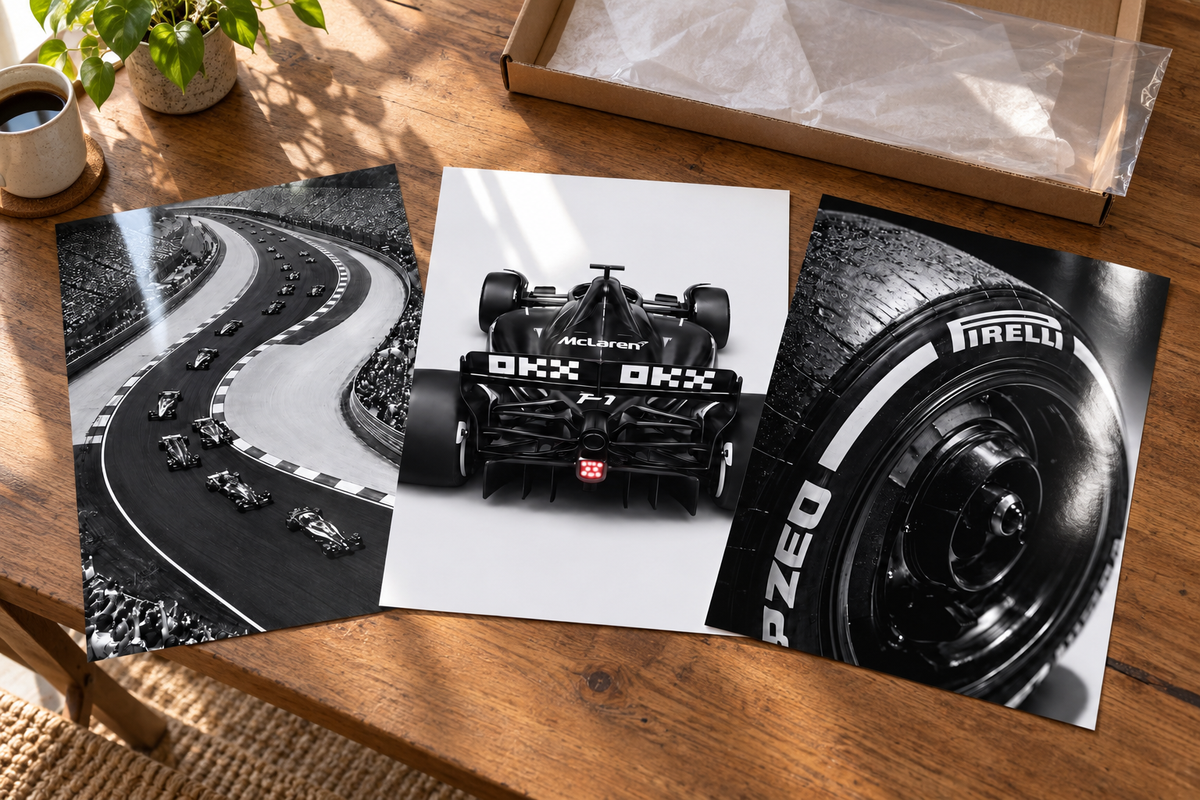 F1 Black & White Motorsport Prints – Set of 3