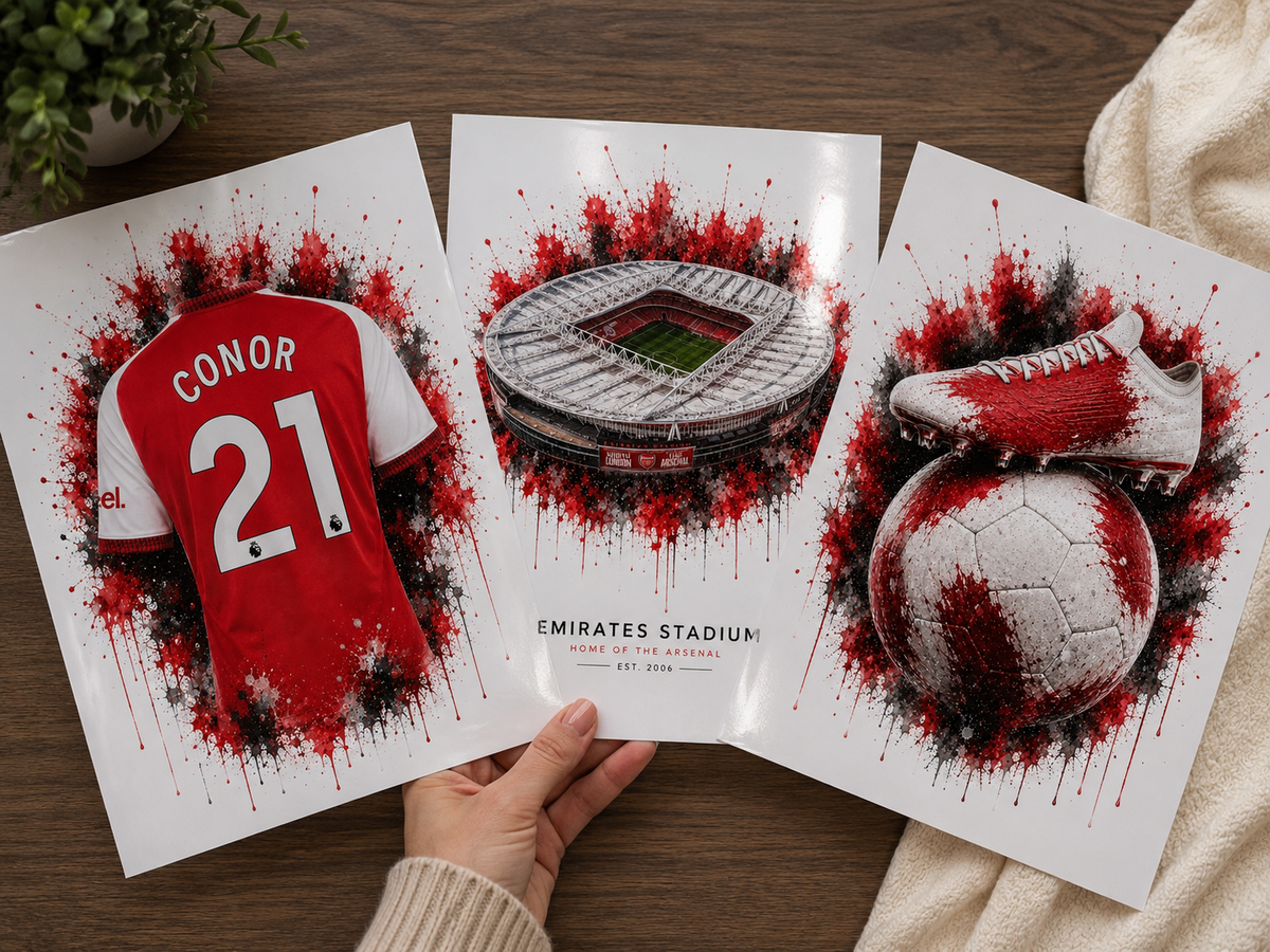 Personalised Football Prints | Set of 3 - Get 1 FREE | Any Team