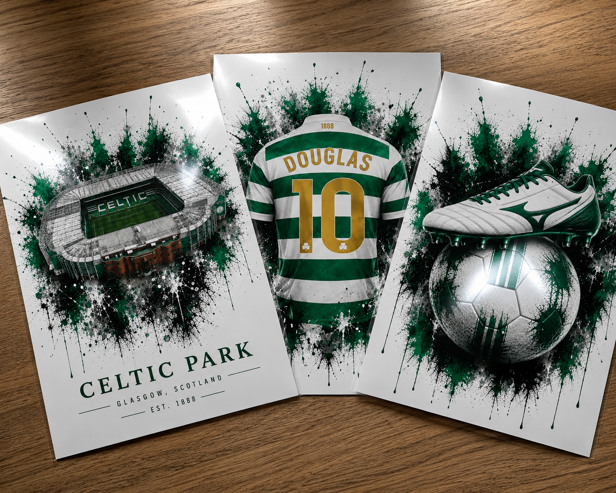 Personalised Football Prints | Set of 3 - Get 1 FREE | Any Team