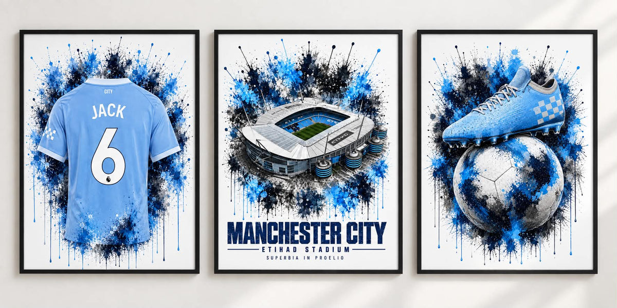 Personalised Football Prints | Set of 3 - Get 1 FREE | Any Team