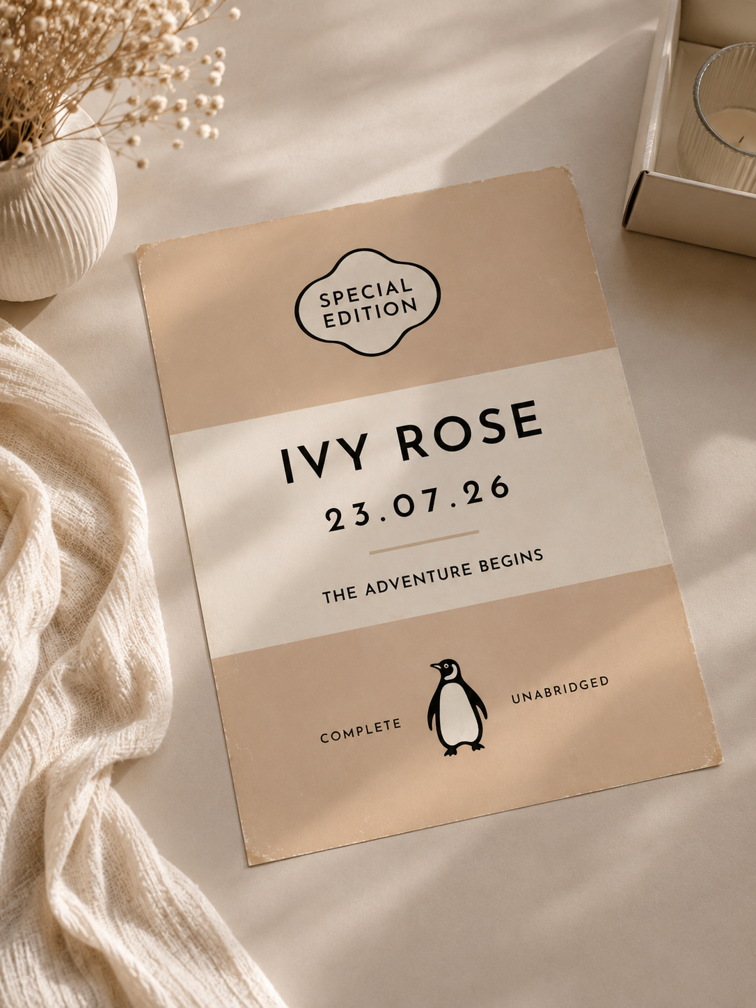 Personalised Baby Birth Print | Custom New Baby Keepsake
