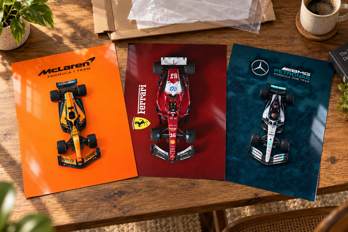 McLaren, Ferrari & Mercedes Motorsport Prints – Set of 3