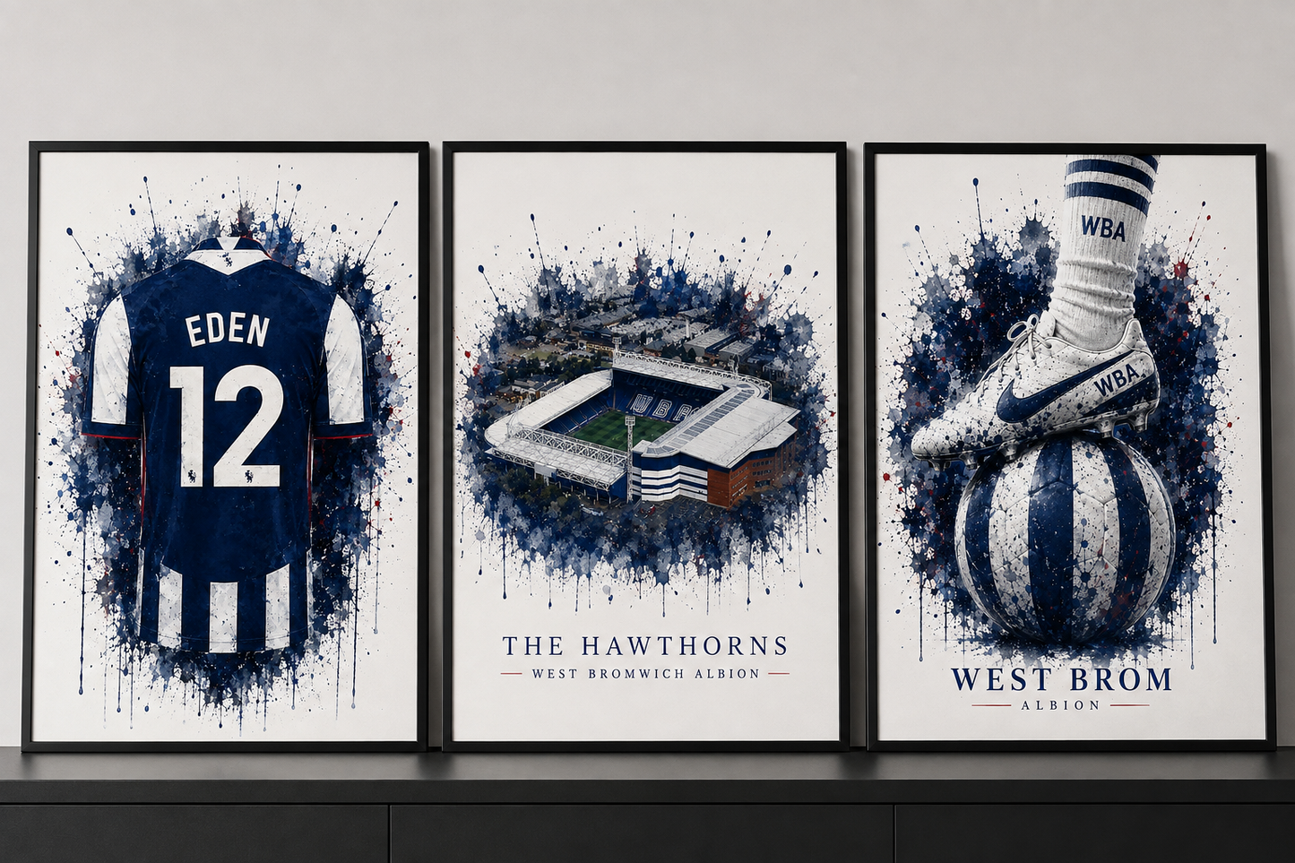 Personalised Football Print Set of 3 | Any Team | A4 & A3