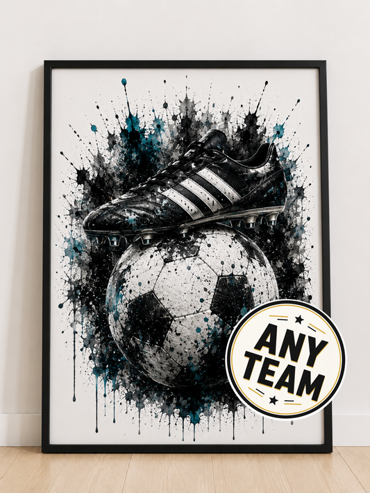 Football Boot & Ball Print | Any Team | A4/A3/A2