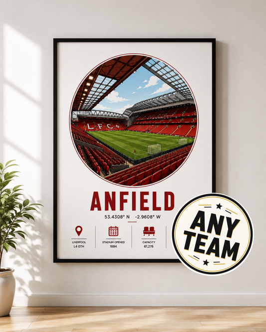 Iconic Stadiums Info Print | Any team | A4/A3/A2