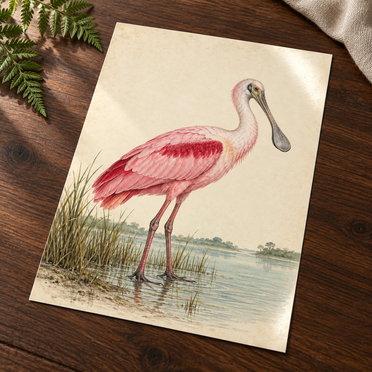 Pretty in Pink – Vintage Spoonbill Bird Print