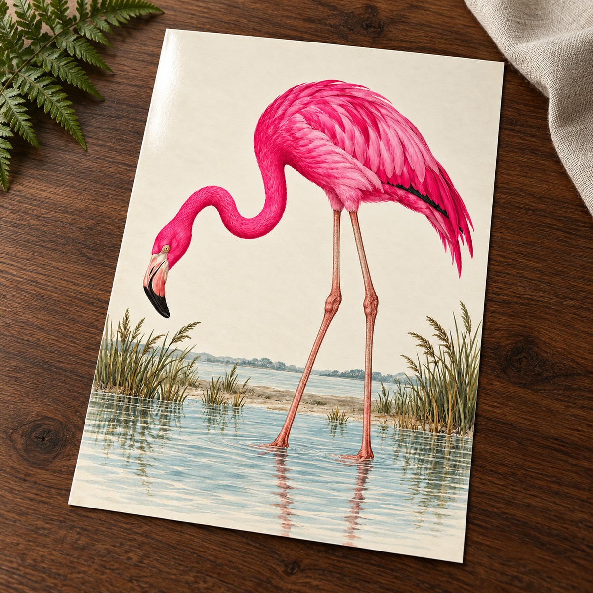 Hot Pink Flamingo – Vintage Bird Print