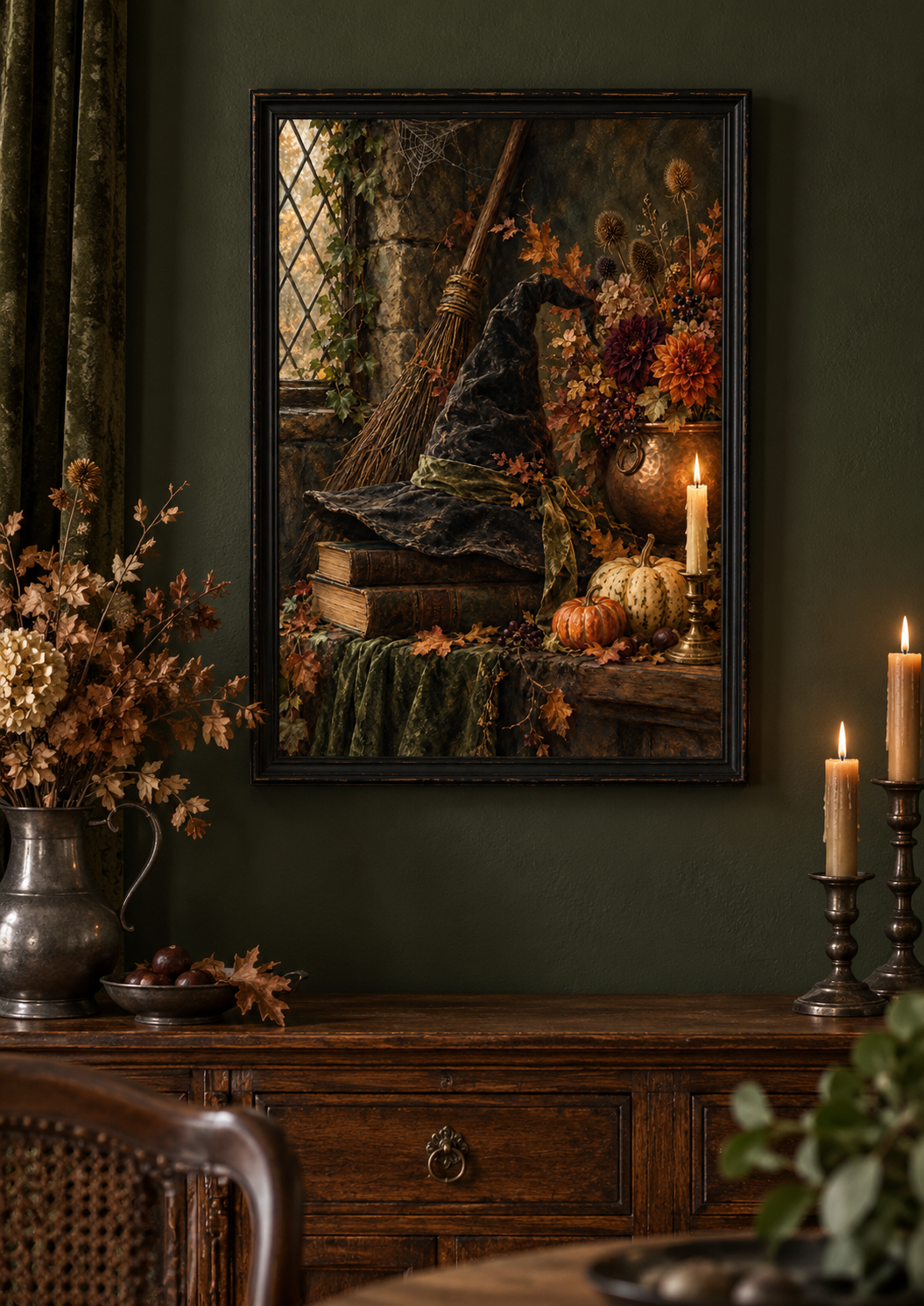 After the Last Spell print framed in a dark gothic home