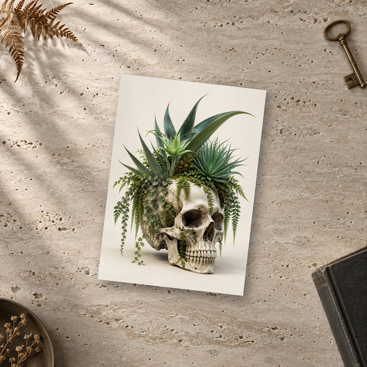 Agave Crown Skull Print – unframed glossy print on a surface