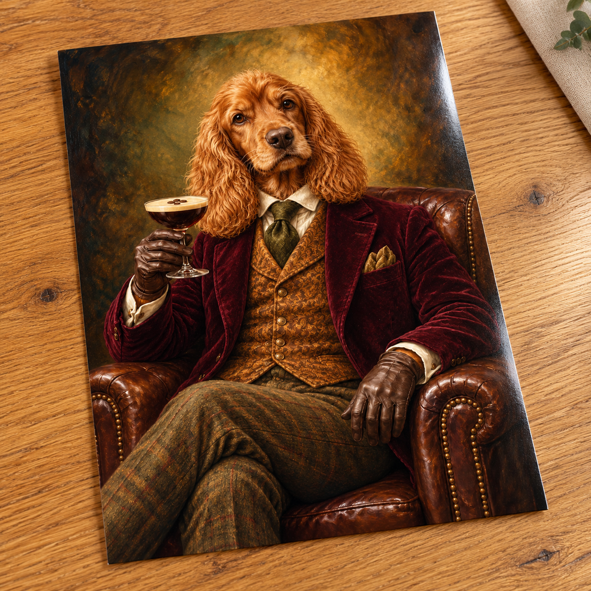 Bark After Dark unframed glossy print on an oak table