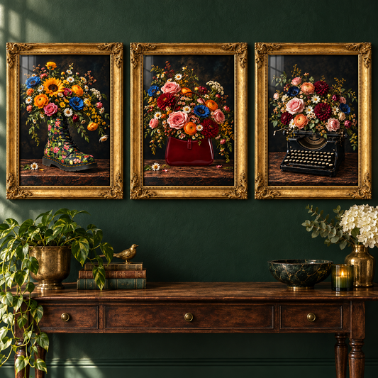 Everyday in Bloom – Unexpected Blooms Set of 3 displayed together as a framed gallery wall